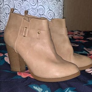 Taupe Block Heel Booties